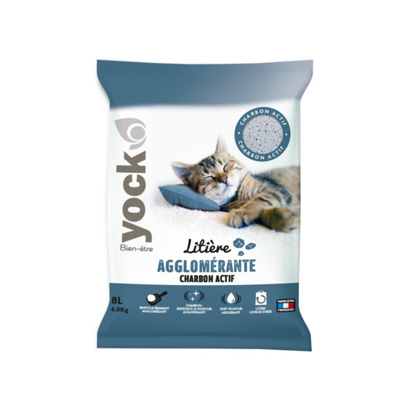 Yock Litière agglomérante Charbon actif 8 L