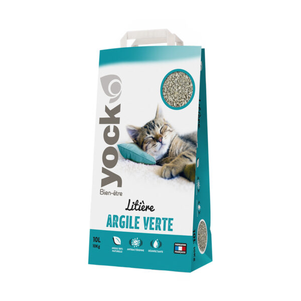 Yock Litière minérale absorbante à l'argile verte 10 L