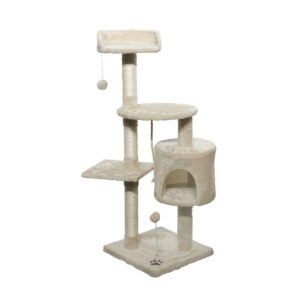 ARBRE CHAT GM AVEC JOUET H112 ECRU