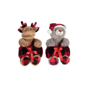 PELUCHE 22CM + COUVERTURE 100*75 ROUGE