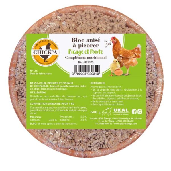 Bloc à picorer anisé 600gr - CHICK'A