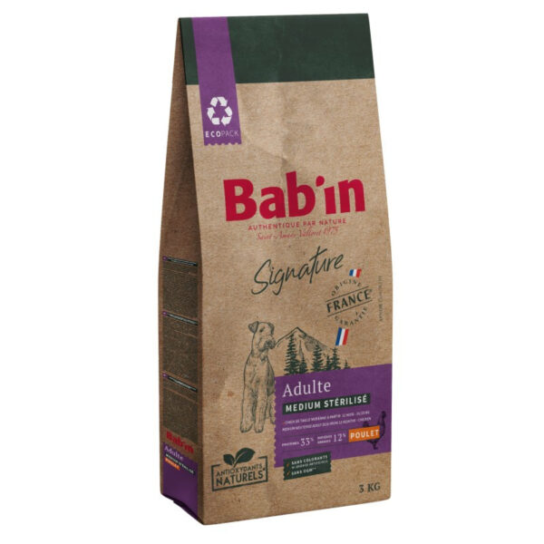 Croquette Signature pour chien medium stérilisé Poulet 3Kg - BAB'IN -