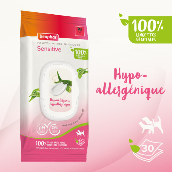 Lingettes nettoyantes Sensitives pour chien et chat x30 – Image 2