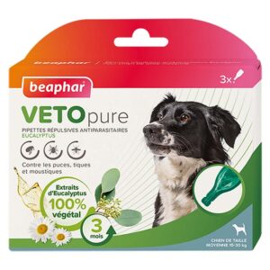 Pipettes répulsives antiparasitaires à l'Eucalyptus pour chien