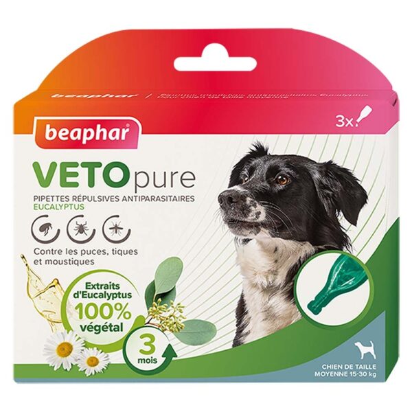 Pipettes répulsives antiparasitaires à l'Eucalyptus pour chien