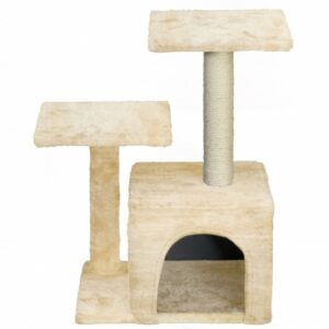 Arbre a chat grand modele niche / panier / refuge integre 40x29x60 cm - ecru - chat