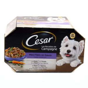 CESAR barquette chien mini filets en sauce 8x150g