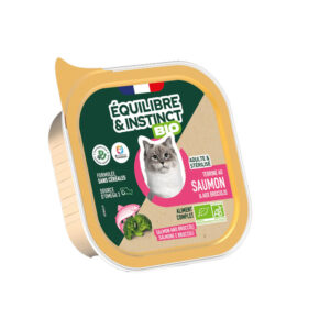 Équilibre & Instinct, Terrine chat adulte BIO au saumon et aux brocolis - 85g