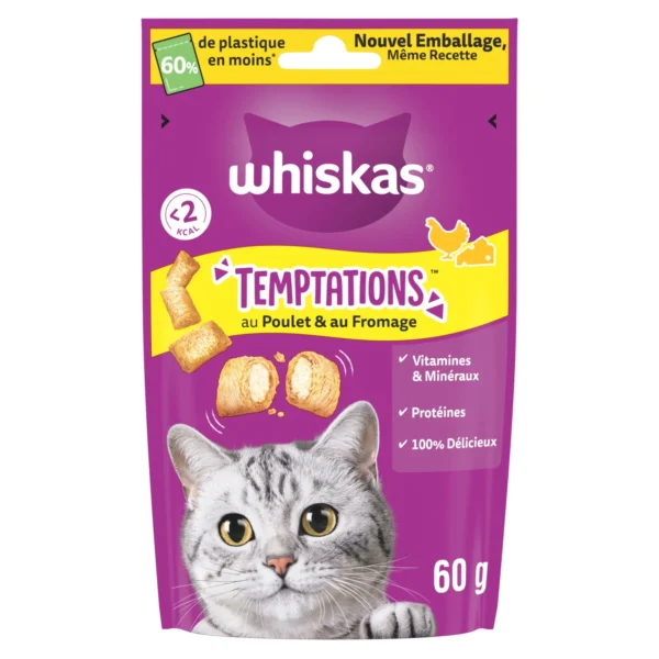 Friandises Pour Chat Adulte Poulet Fromage Temptations WHISKAS