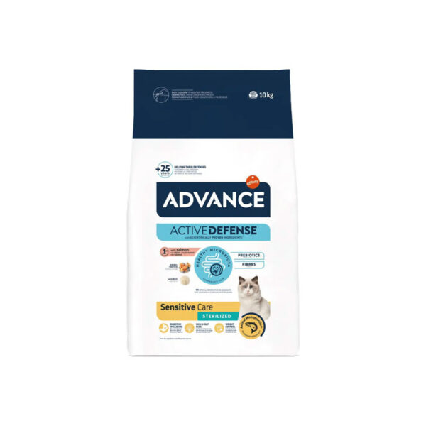 Advance Active Defense Sensitive Care chat adulte stérilisé croquettes saumon 10kg