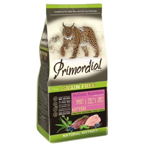 PRIMORDIAL Croquettes pour chaton au Canard et Dinde 6Kg