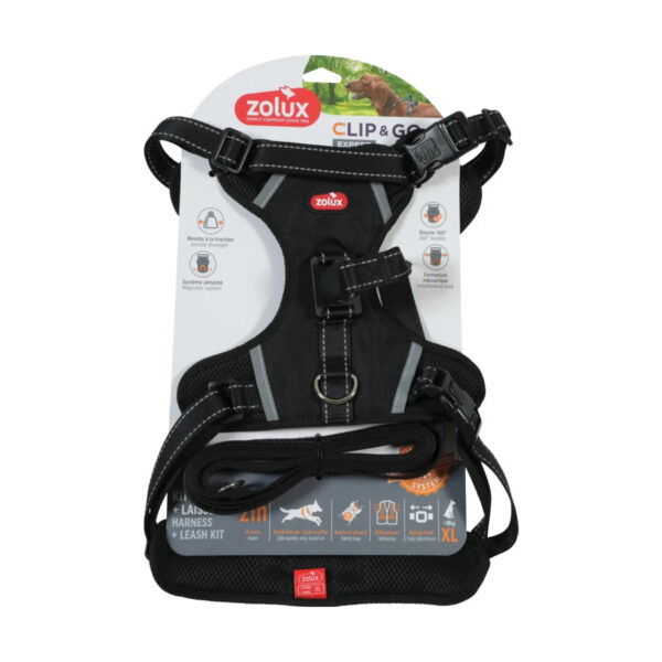 HARNAIS/ LAISSE CLIP N GO XL NOIR ZOLUX