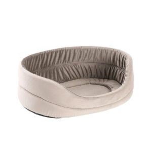 CORBEILLE VELVET 45*32 ECRU/TAUPE